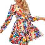 Damen Sommerliches Freizeitkleid mit voluminösen Ärmeln und floralen Mustern R&B