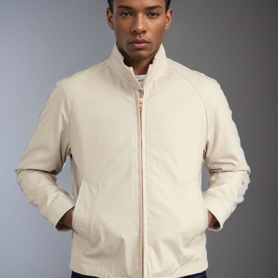 Herren lässige Übergangsjacke mit Stehkragen und praktischen Taschen R&B