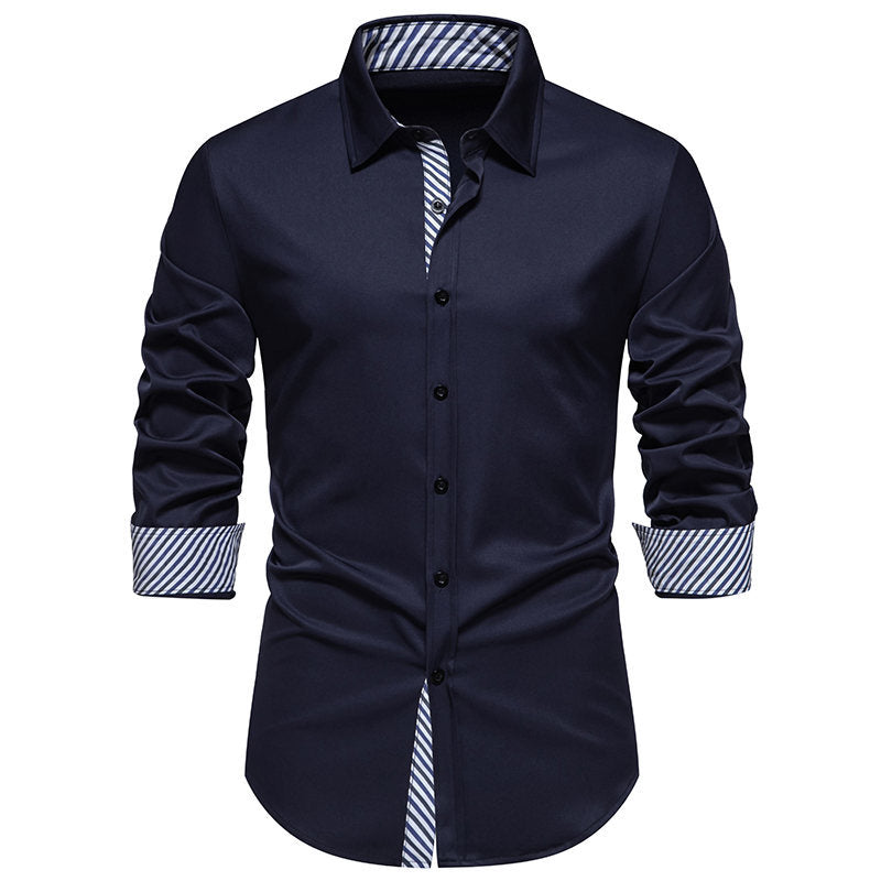 Herren Langarmhemd mit modernem Kontrastdesign