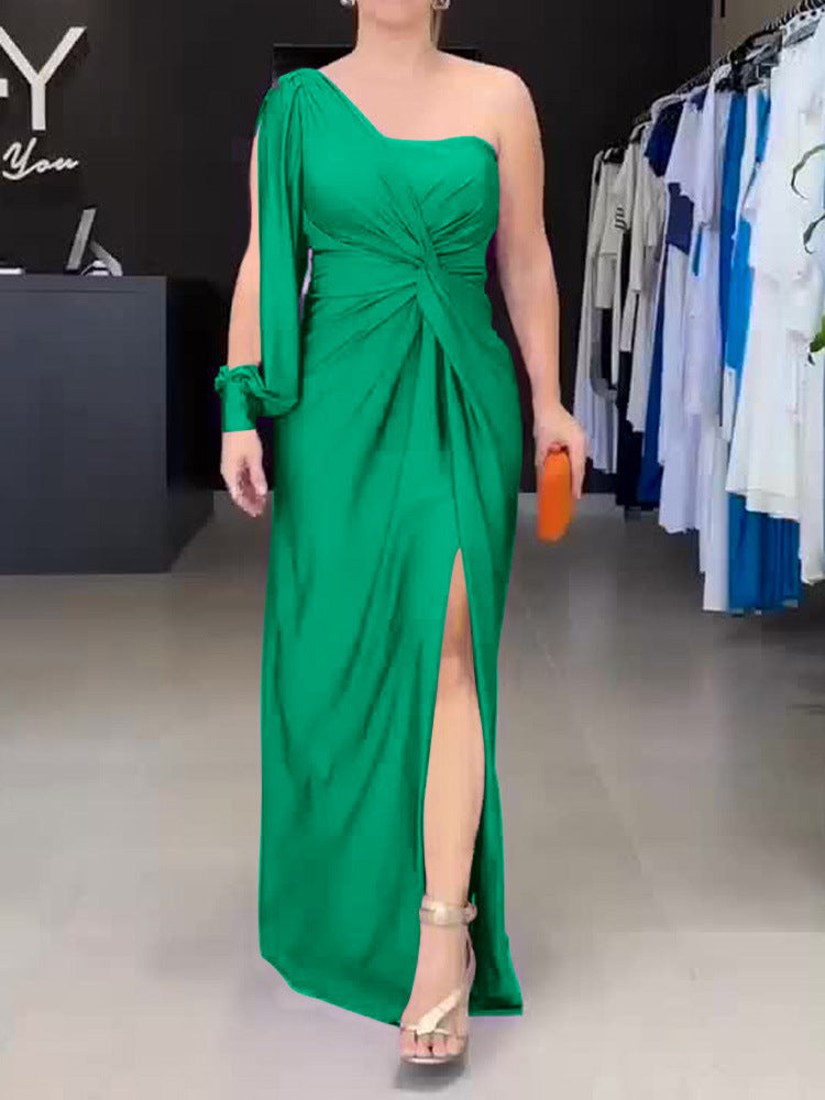 Damen Maxikleid mit asymmetrischem Design und seitlichem Schlitz R&B