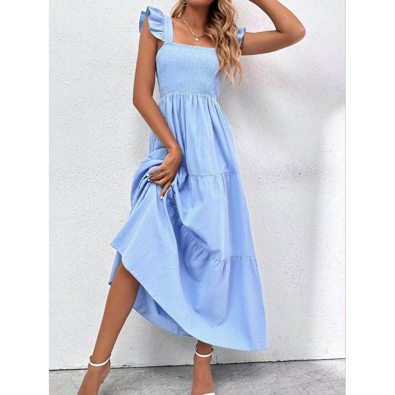 Damen Maxikleid mit Rüschendetails und schmalem Tailleneinsatz R&B