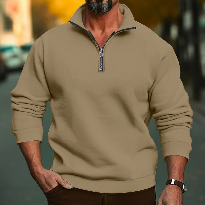 Herren Sweatshirt mit halblangem Reißverschluss und weichem Innenfutter R&B