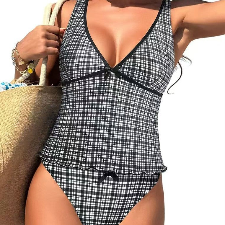 Damen Bikini-Set mit ausgestelltem Oberteil und verstellbaren Trägern R&B