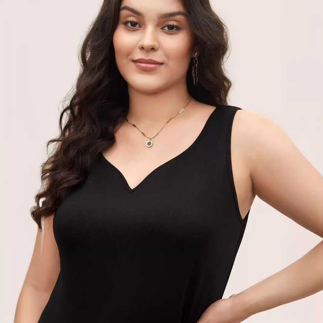 Damen ärmelloses Tanktop mit schwungvollem V-Ausschnitt R&B