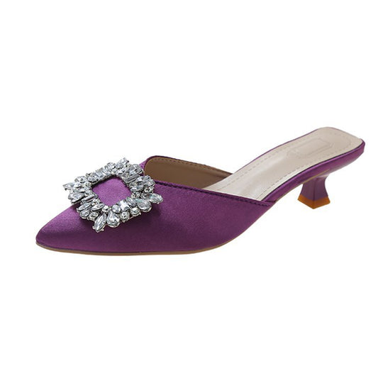 Damen elegante Slingback-Mules mit funkelndem Schmuckdetail R&B