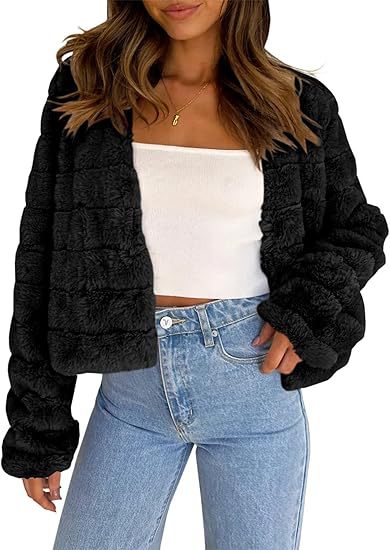 Damen Flauschige und modische Kurzjacke R&B