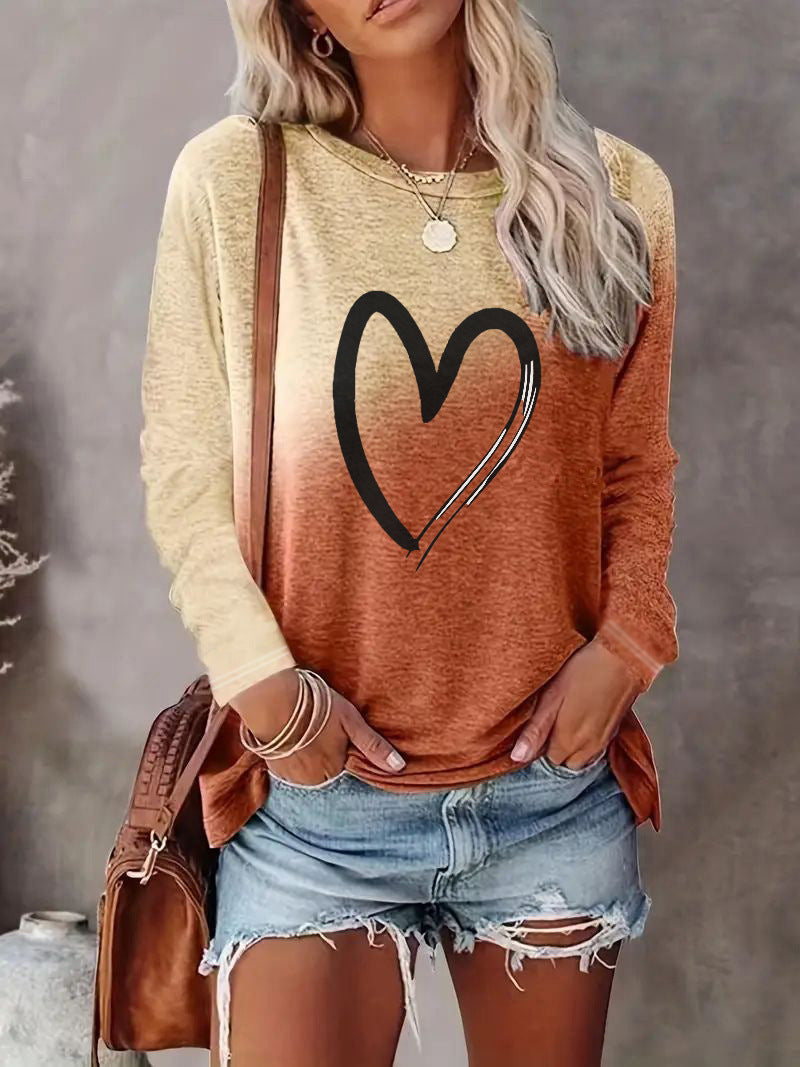 Damen Langarmshirt mit Herzdesign und praktischen Seitentaschen R&B