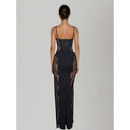 Damen Elegantes Abendkleid mit transparenten Spitzen-Applikationen und figurbetonter Silhouette R&B