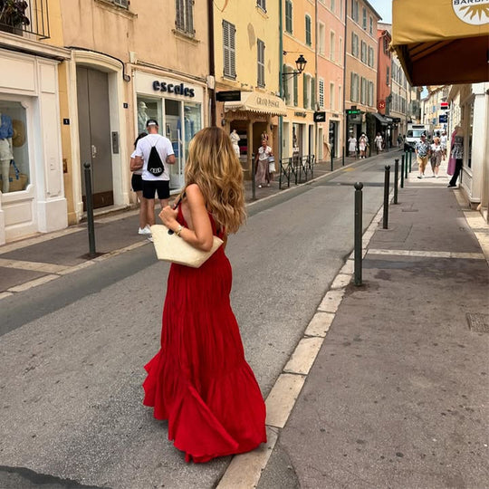 Damen Maxikleid mit raffinierten Falten und zarten Spaghettiträgern R&B