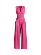 Damen Jumpsuit Palazzo Bein mit Taille