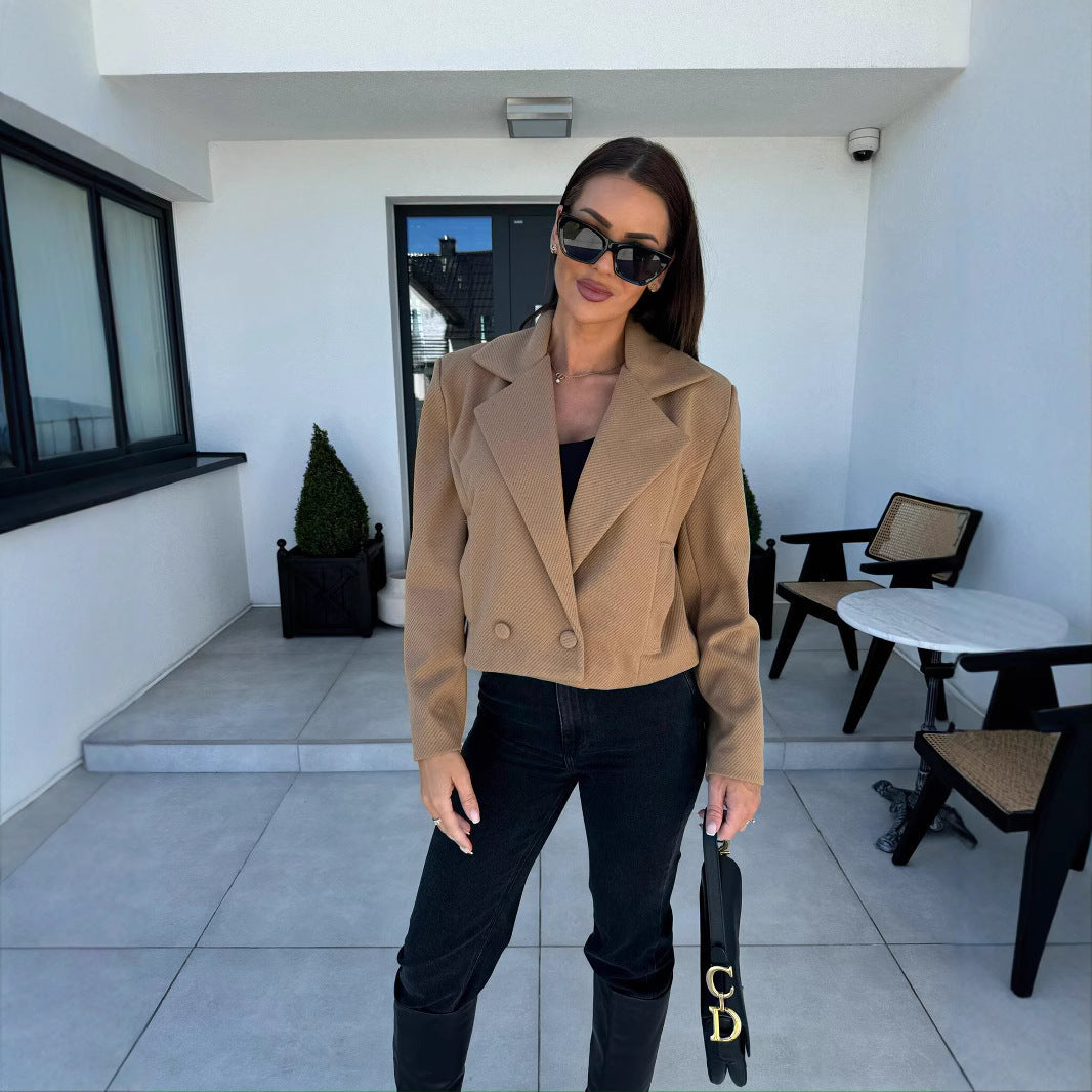 Damen schicke taillierte Blazerjacke mit doppelter Knopfleiste R&B