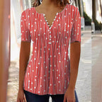 Damen Blusenshirt mit modischem Punkte-Design und eleganter Knopfleiste R&B