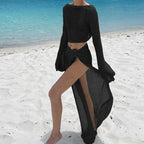 Damen luftiger Strandüberwurf mit weitem Schnitt und raffiniertem BindR&Band R&B