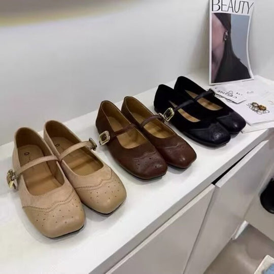 Damen elegante Mary Jane Ballerinas mit modischen Schnallen R&B