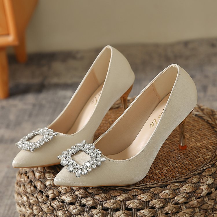 Damen elegante Spitzenpumps mit funkelndem Strassakzent R&B