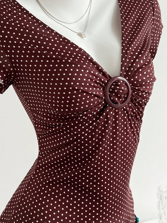 Damen Figurschmeichelndes Shirt mit dekorativem Ringdetail R&B