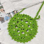 Damen handgefertigte Häkel-Handtasche mit Perlenschmuck R&B