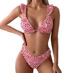 Damen Triangel-Bikini mit Rüschendetails und hoch geschnittenem Slip R&B