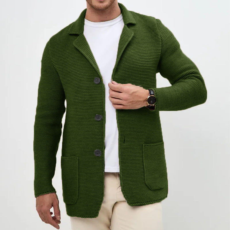 Herren Strickjacke mit warmem Schalkragen und praktischen Taschen R&B