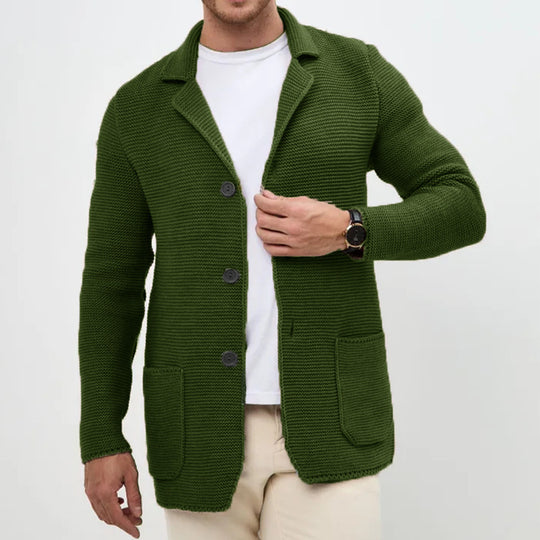 Herren Strickjacke mit warmem Schalkragen und praktischen Taschen R&B