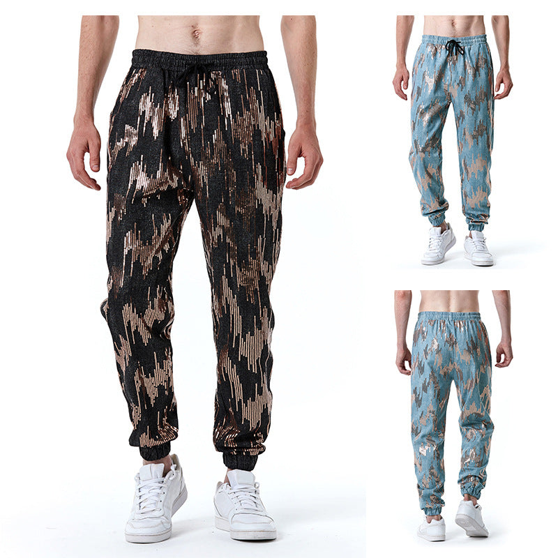 Herren Freizeithose mit Glitzer-Effekt und elastischem Bund