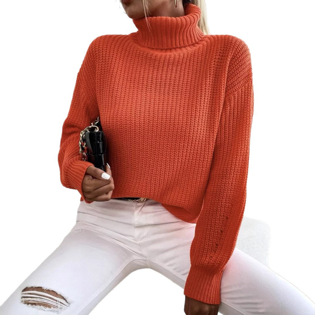Damen Gemütlicher chunky Pullover mit Rollkragen und strukturiertem Strick R&B