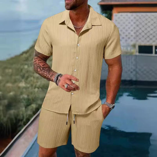 Herren atmungsaktives Sport-Set mit Kurzarm-Hemd und Shorts R&B