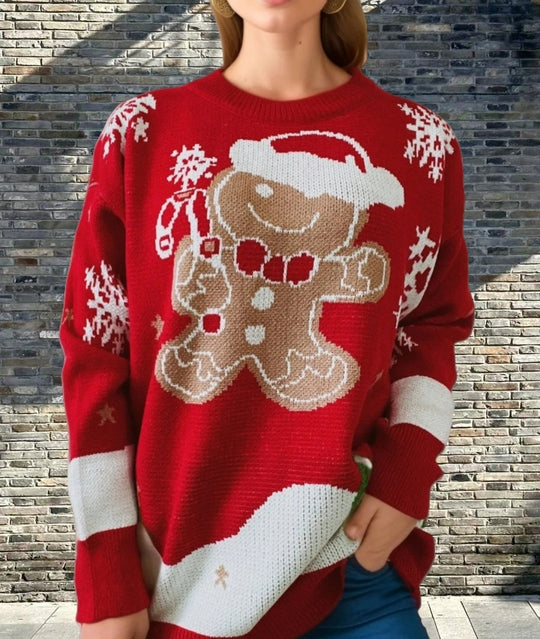 Damen Weihnachtspullover mit festlichem Lebkuchenmotivat R&B