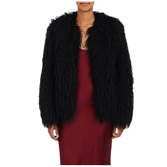 Damen Flauschige Kunstpelzjacke mit voluminösen Ärmeln R&B