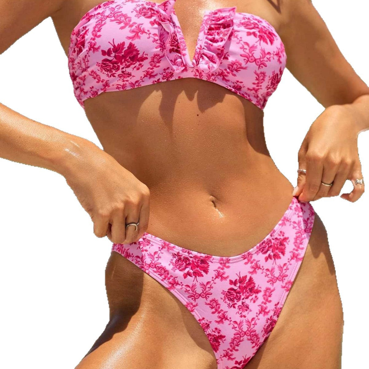 Damen Bandeau-Bikini mit eleganter Rüsche R&B