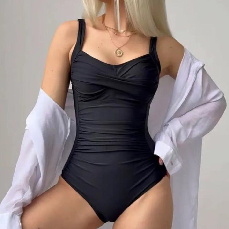 Damen Einteiliger Badeanzug mit raffiniertem Rüschendesign R&B