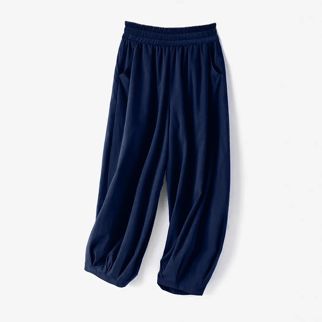 Damen Bequeme lockere Harem-Hose mit elastischem Bund R&B