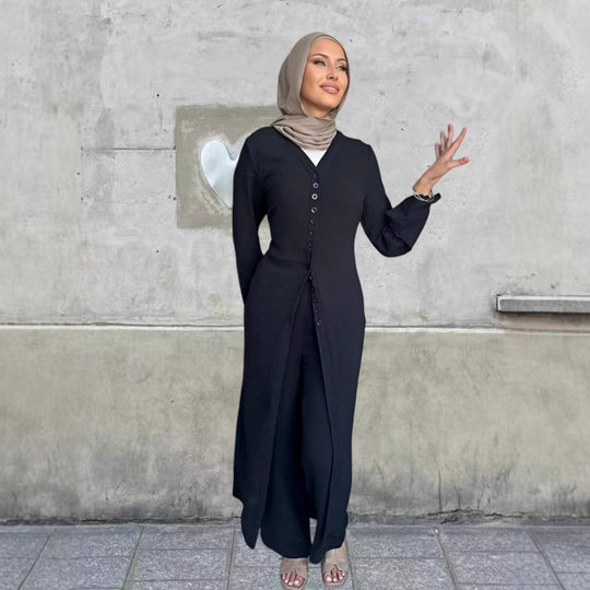 Damen Jumpsuit mit elegantem Knopfdesign und weitem Bein R&B
