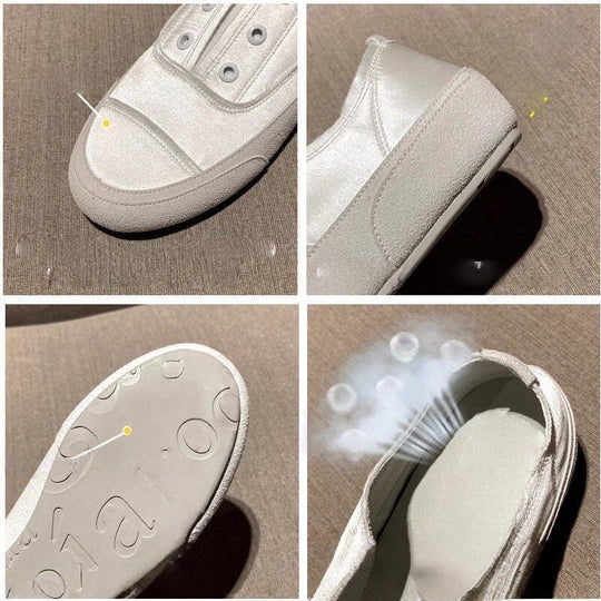 Damen sportliche Slip-On Sneakers mit satiniertem Obermaterial R&B