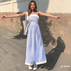 Damen Maxikleid mit feinen Streifen und elegantem Schnitt EB