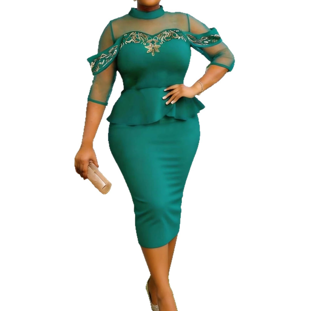Damen figurbetontes Peplum-Kleid R&B
