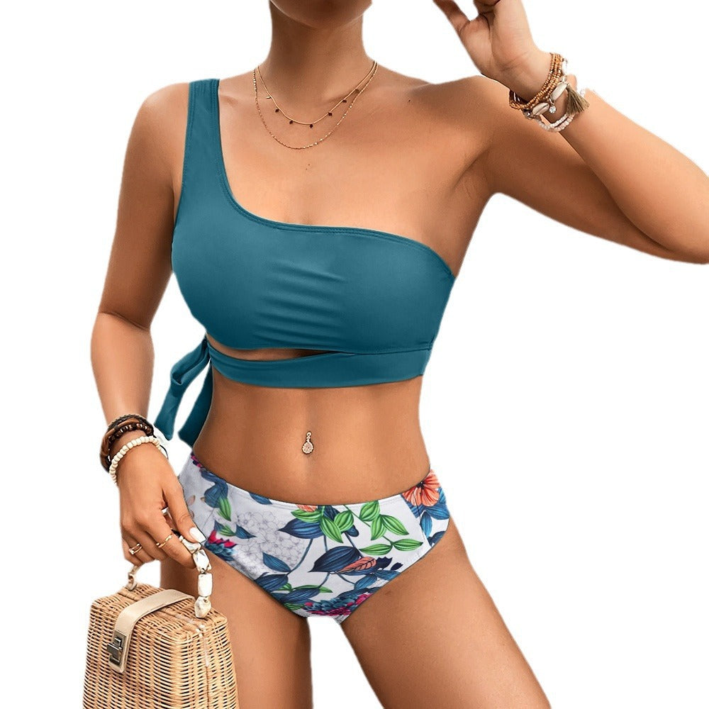 Damen Asymmetrischer Bikini mit verstellbarem Bindegurt R&B