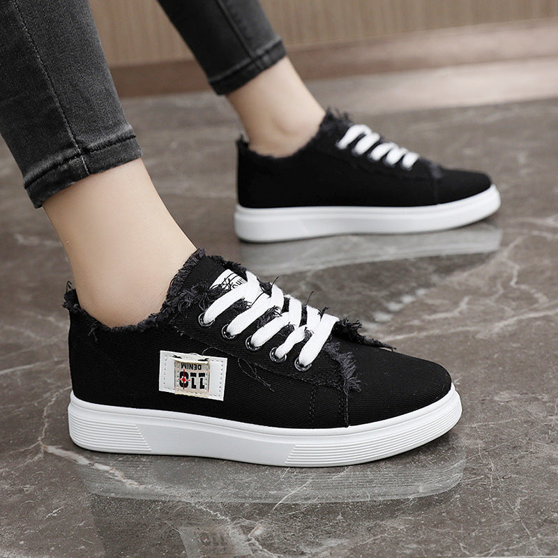 Damen lässige Sneaker mit modischem Used-Look und elastischem Schnürsystem R&B