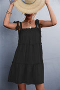Damen luftiges Sommerkleid mit Rüschendetails und verstellbaren Trägern R&B