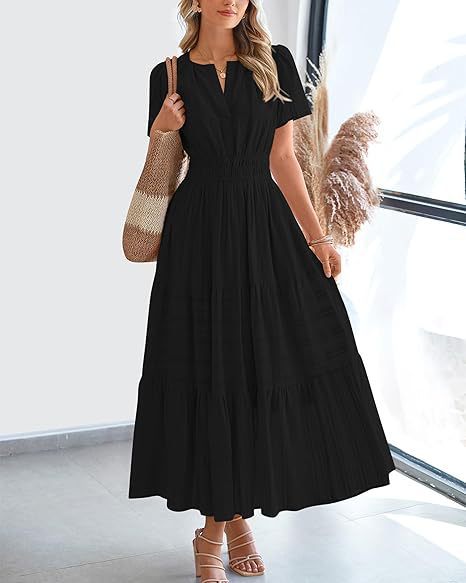 Damen Maxikleid mit tailliertem Design und gestuften Saum R&B