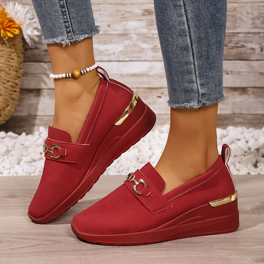 Damen modische Slip-On Sneakers mit glitzernder Schnallenverzierung R&B