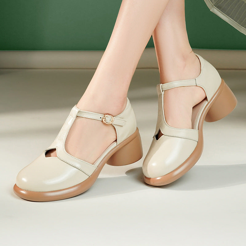 Damen Ballerinas mit verstellbarem Riemen und komfortablem Blockabsatz R&B
