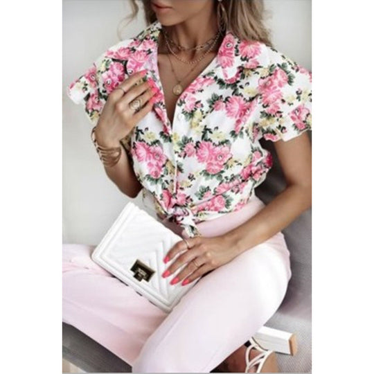 Damen Blusenshirt mit floralem Muster und Rüschendetails R&B