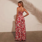 Damen Maxirock mit floralem Design und verstellbaren Trägern R&B