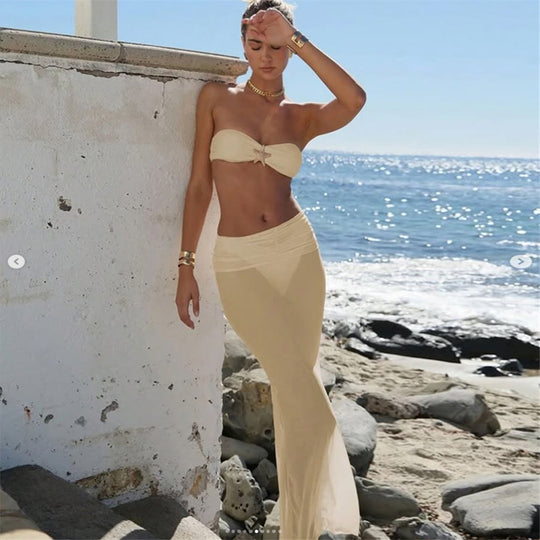 Damen Bandeau-Bikini-Hosenrock mit elegantem Schnitt R&B