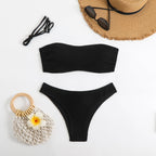 Damen Bandeau-Bikini-Set mit strukturiertem Oberteil und klassischem Schnitt R&B