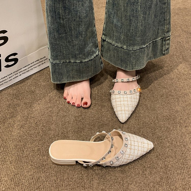 Damen elegante Mules mit funkelnden Strassdetails R&B