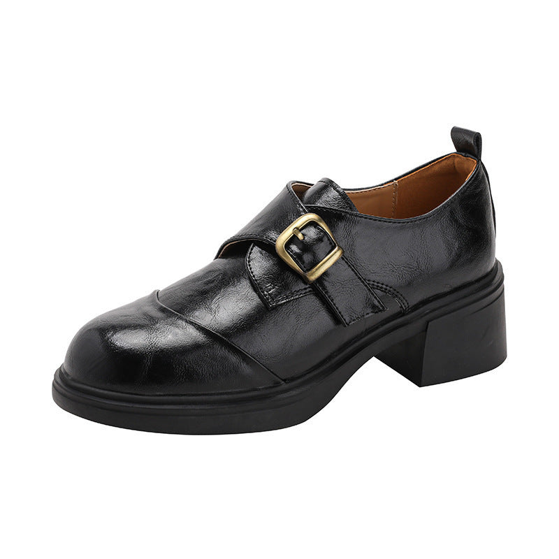 Damen Schnürschuhe mit glamourösem Schnallenverschluss und komfortablem Blockabsatz