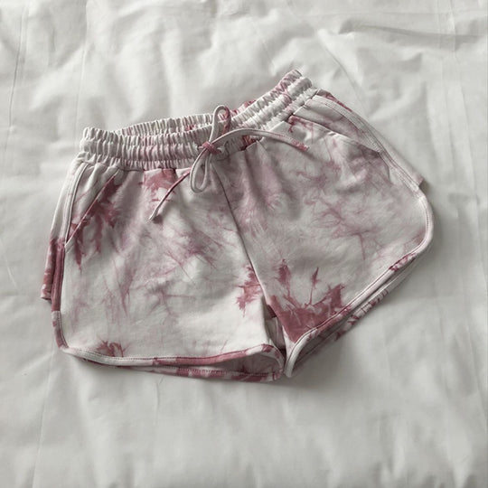Damen lässige Sweatshorts mit trendigem Batikdesign und praktischen Seitentaschen
