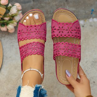 Damen elegante und luftige Sandalen mit floralem Riemendesign R&B